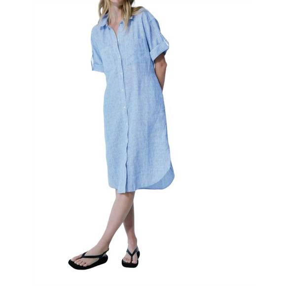 NEW MELISSA NEPTON gana slub stripe dress in royal - Picture 1 of 2